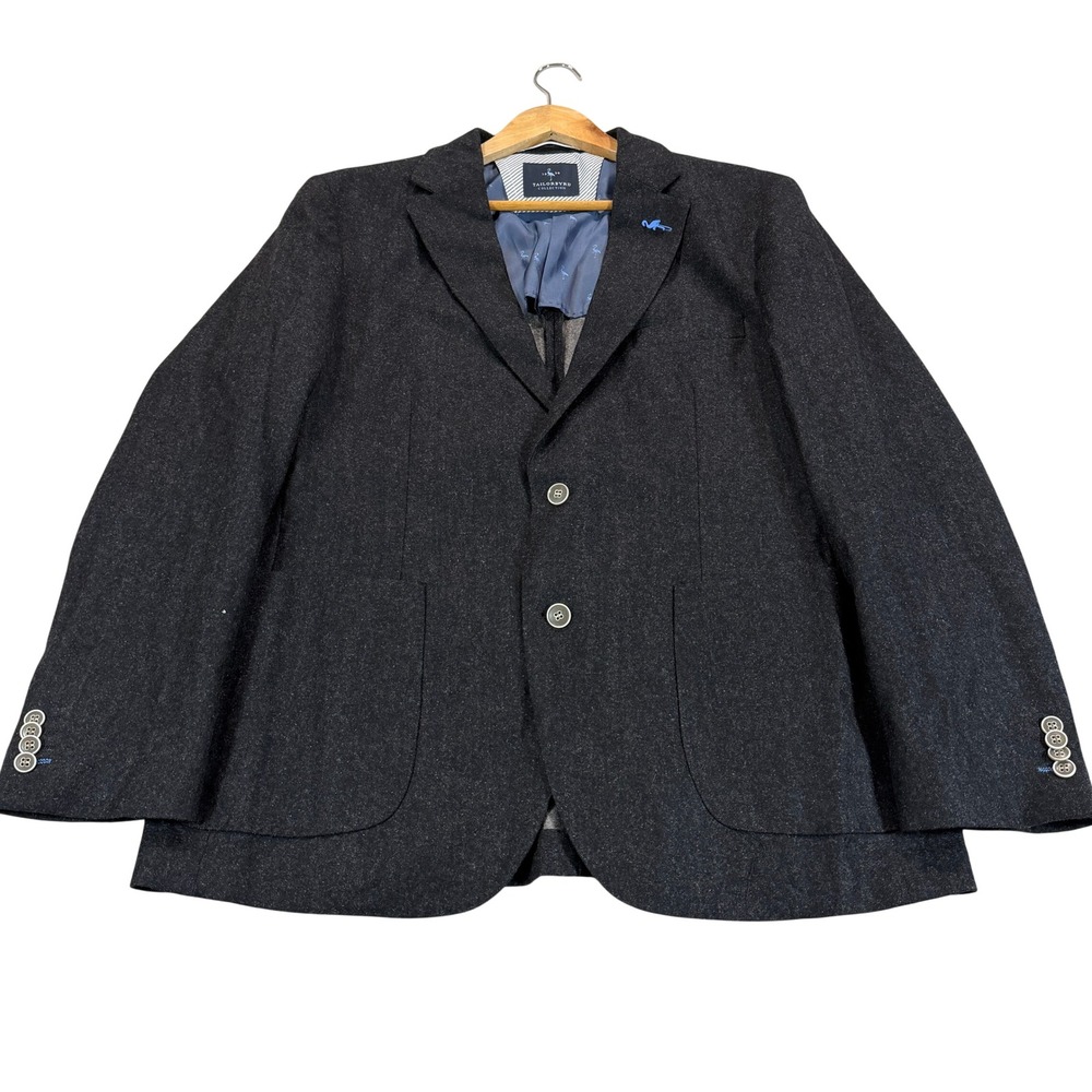 Tailorbyrd Collection Mens 44R Charcoal Gray 100% Wool 2-Button Blazer Sportcoat